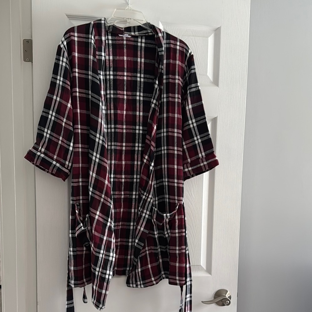 Plaid Open-Front robe